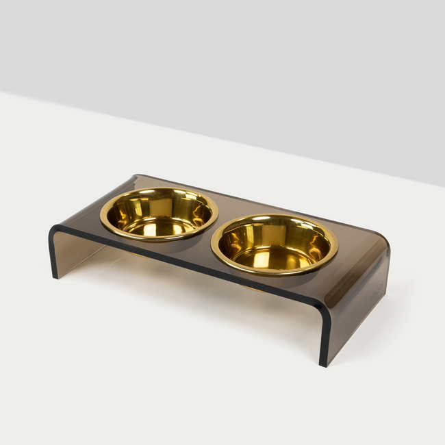Small Bronze Double Bowl Pet Feeder | Options