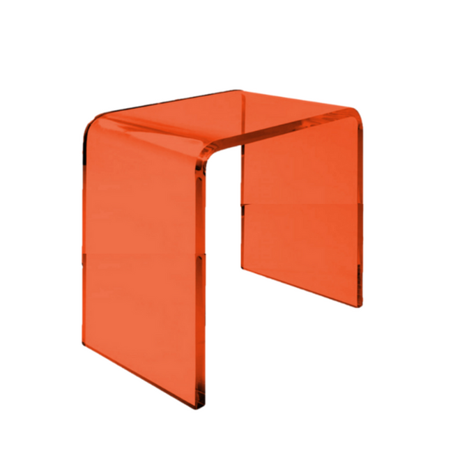 orange color lucite waterfall side table
