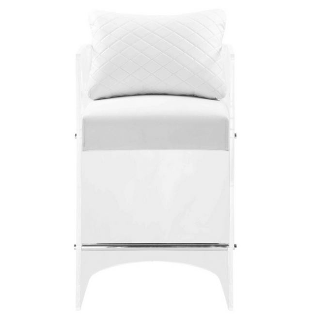 White Quilted Barrel Counter Stool