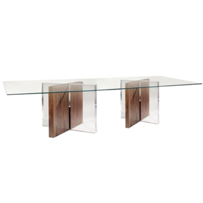 Wood Double X Base Dining Table 