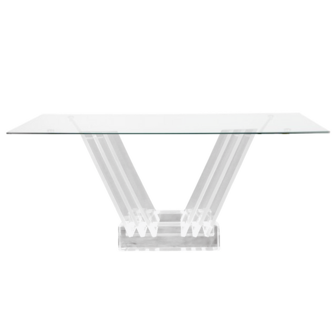 lucite art deco retro rectangular dining table