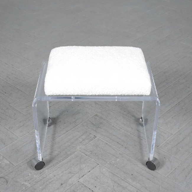 Vanity Stool with White Terry Cloth Seat