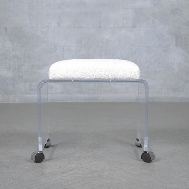 Vanity Stool with White Terry Cloth Seat