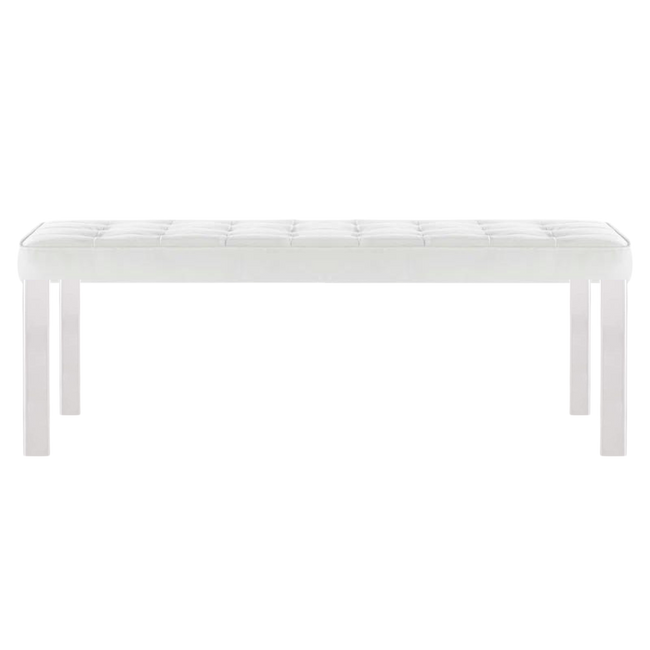 Tufted Modern Lucite Bench with lucite clear acrylic legs