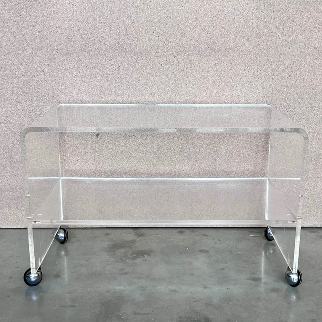 1 shelf rolling media storage printer lucite clear cart wheels