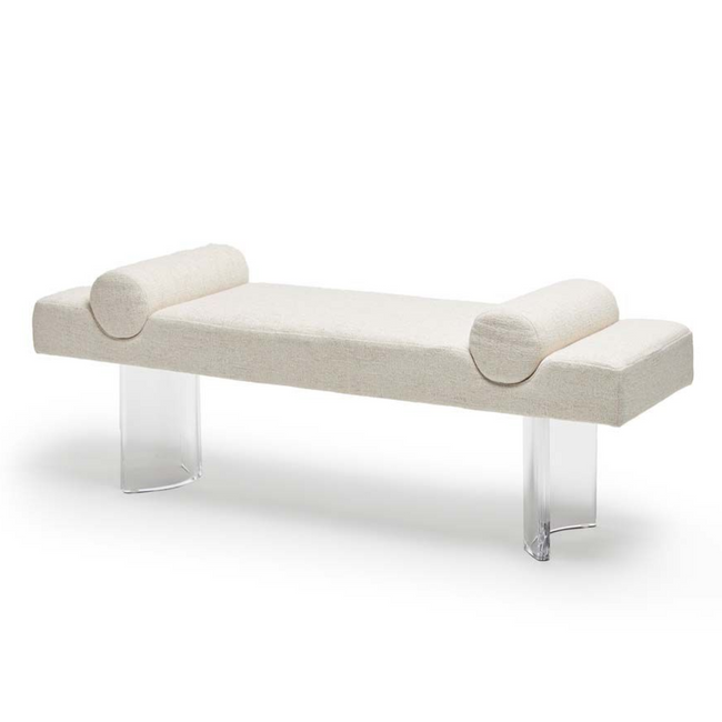 Chenille Bolster Lucite Bench