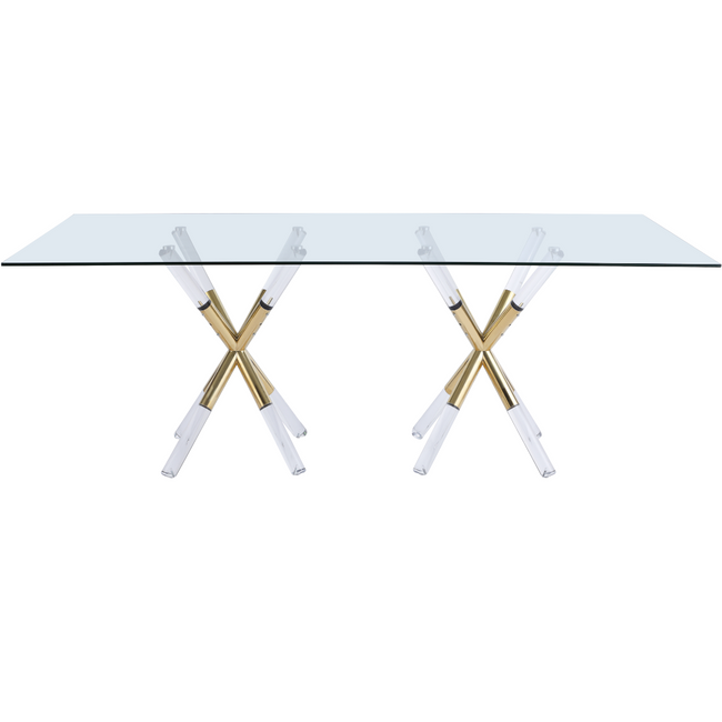 Brass Star Dining Table (917-T) meridian mercury double lucite pedestal 