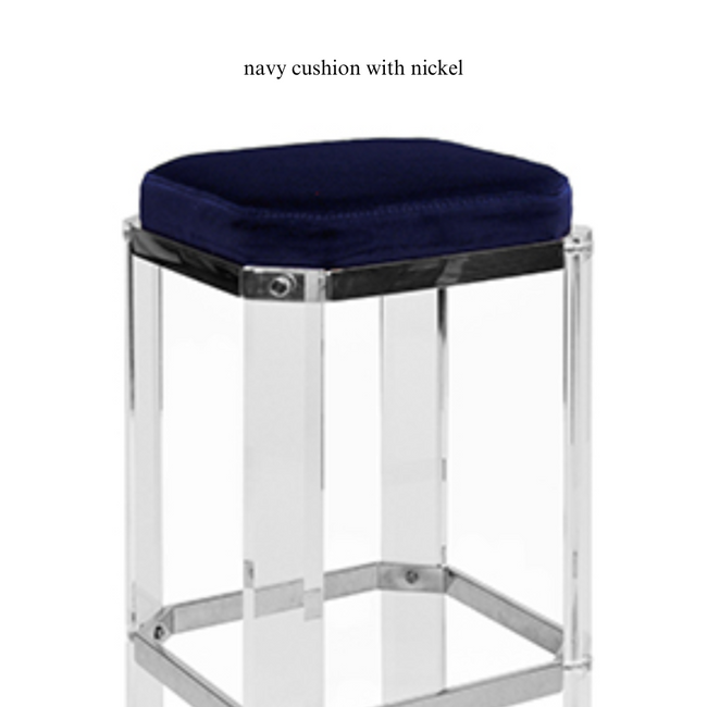 worlds away dorsey barstool navy black lucite leg backless counter stool