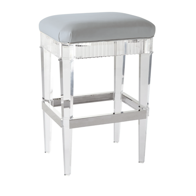 Fluted Lucite Barstool backless glam clear acrylic