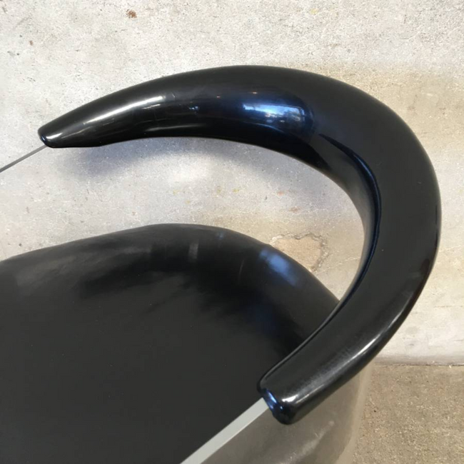 lucite barrel chair black patent leather