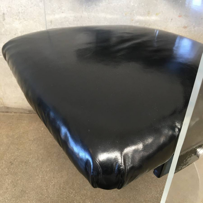 lucite barrel chair black patent leather