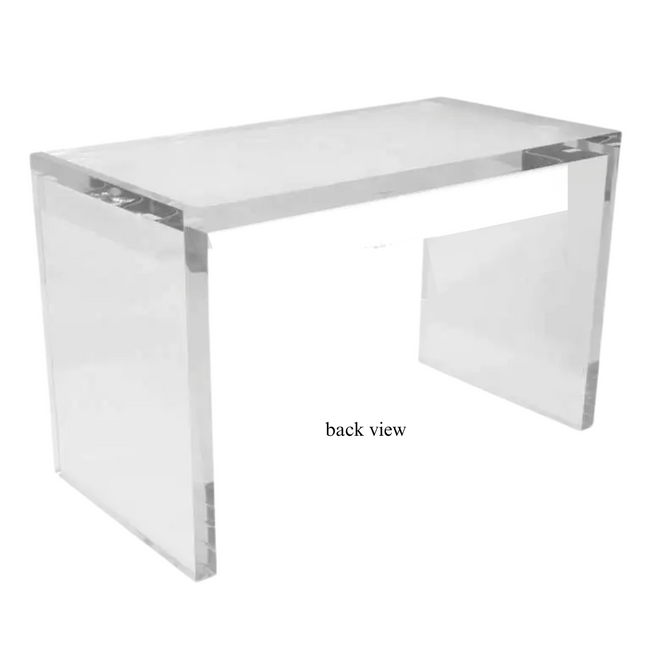 modern thick lucite 2 drawer white writing desk clear acrylic