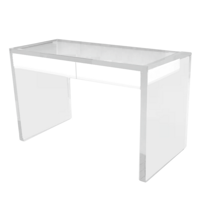 modern thick lucite 2 drawer white writing desk clear acrylic