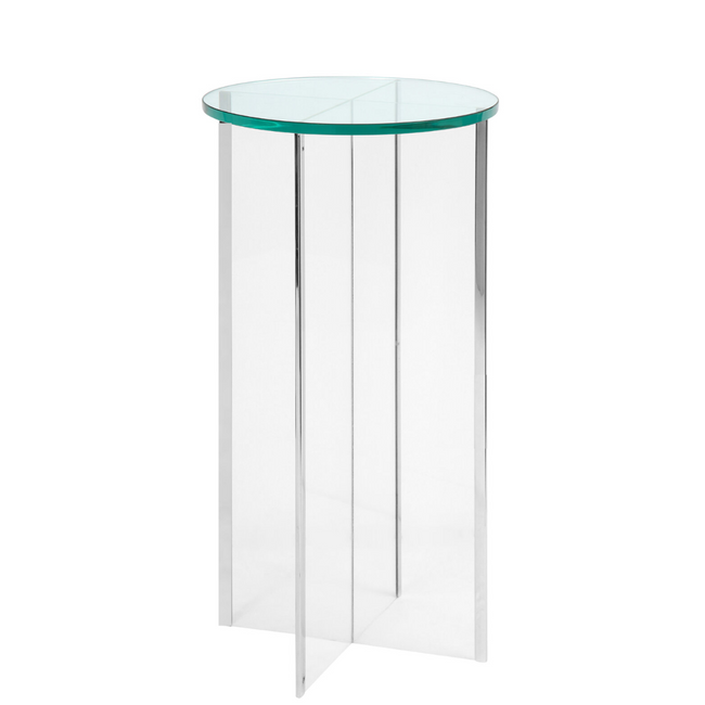 lucite clear acrylic Modern X Base Round Art Pedestal