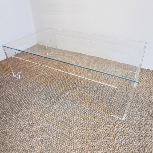 lucite clear acrylic modern parsons table glass top