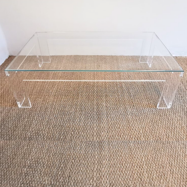 lucite clear acrylic modern parsons table glass top