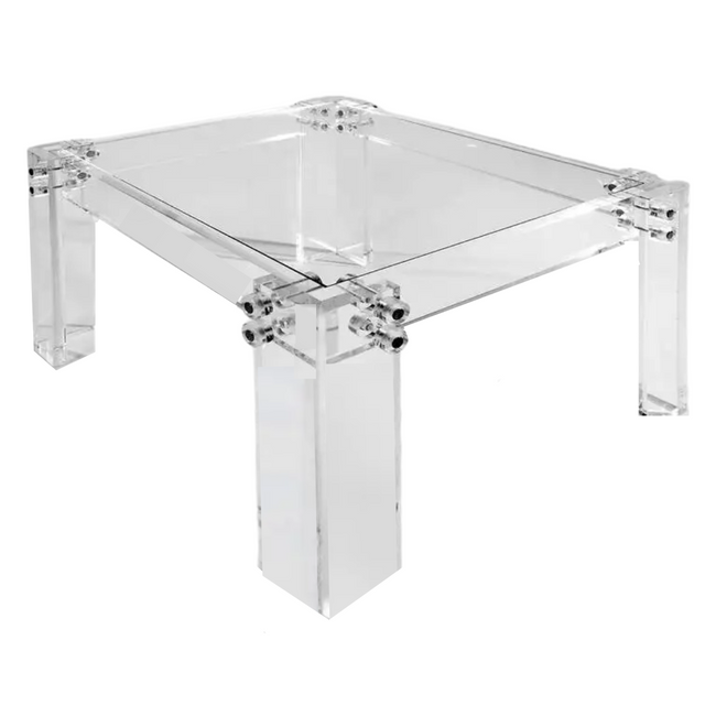 modern industrial bolts lucite clear acrylic square side end table