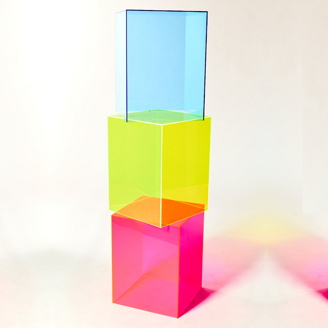 bright color lucite acrylic box cube side end table