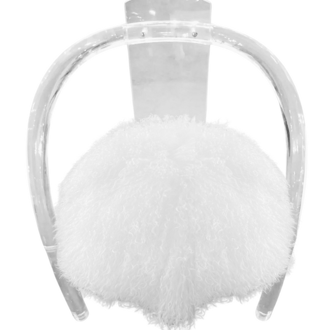 Faux Fur Lucite Game Chair on Wheels 