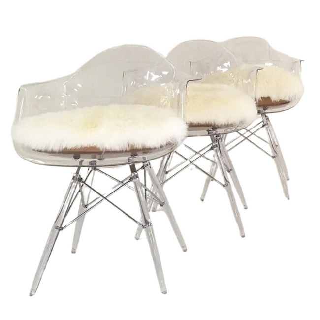 Clear Armchair with Sheepskin