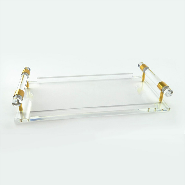 Lucite Serving Tray with Clear Cylinder Handles | Clear Home Design