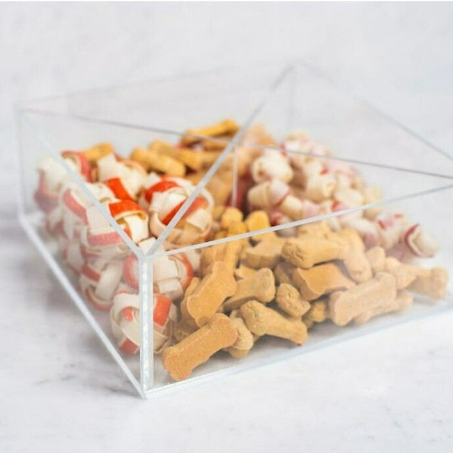 clear lucite acrylic dog treat jar storage container bin with lid modern good looking large tray divided
