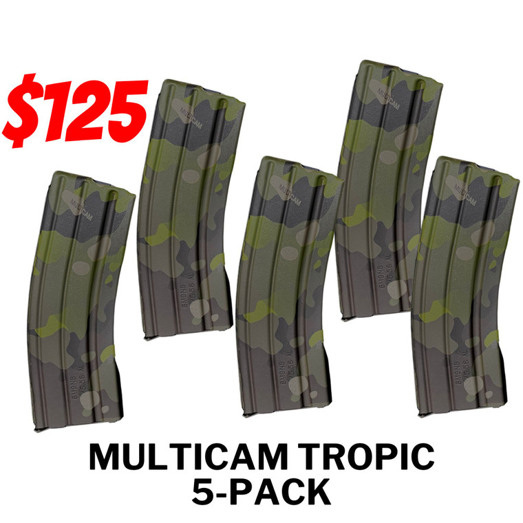 5-Pack Multicam Tropic CPD/DURAMAG AR15/M4 Aluminum Magazines