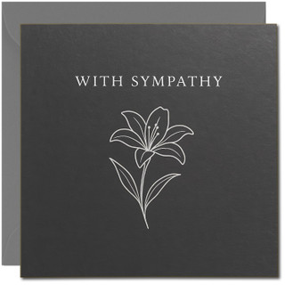 With Sympathy Card - Sorry for your loss, thinking of you includes Charcoal envelope 145mm