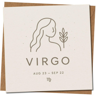 Virgo Zodiac Birthday Card - 145mm x 145mm Square Astrology Star Sign (Aug 23-Sep 22) Minimal Line Art - Kraft, Includes Kraft Envelope