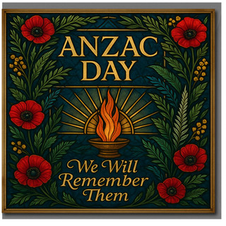 ANZAC Day Remembrance Card - 'We Will Remember Them' with Poppies and Eternal Flame - Memorial Greeting