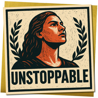 Unstoppable Empowerment Congratulations Card - Inspirational Woman Laurel Design - 145mm x 145mm Square Greeting Card - Graduation, New Job, Achievement, Includes Gold Envelope