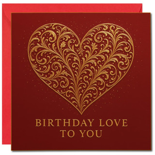 Birthday Card 145mm x 145mm, Red, Includes Red Envelope