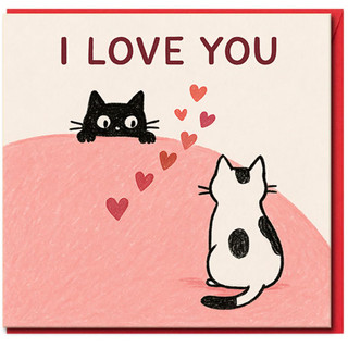 Cute I Love You Cats Card - Romantic Anniversary Card with Hearts, Love for Partner, Boyfriend or Girlfriend, Perfect for Valentine’s Day