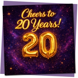20th Anniversary Card, Cheers to 20 Years Card