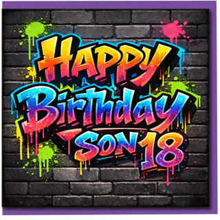 Son 18th Birthday Card, Graffiti Style Happy Birthday Card