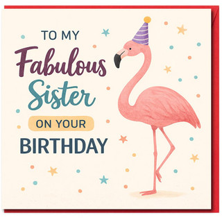 Sister Birthday Card, To My Fabulous Sister On Your Birthday Flamingo Card