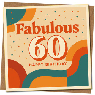 60th Birthday Card, Fabulous 60 Happy Birthday Card