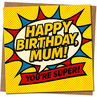 Mum Birthday Card, Happy Birthday Mum Funny Comic Style Greeting Card