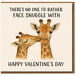 Valentine's Day Card - Cute Giraffe Couple Face Snuggle - Romantic Animal Pun for Partner, Boyfriend, Girlfriend, Husband or Wife