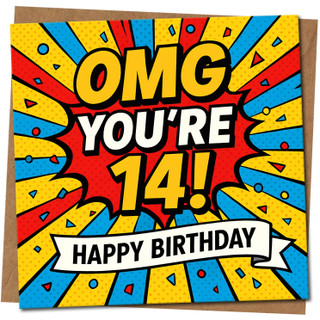 14th Birthday Card, OMG You’re 14 Funny Birthday Card