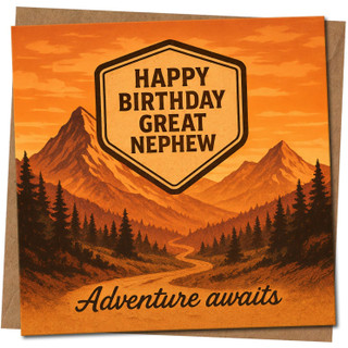 Great Nephew Birthday Card, Adventure Awaits Mountain Landscape Greeting Card