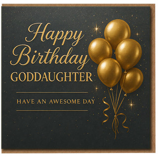 Goddaughter Birthday Card, Happy Birthday Goddaughter Card with Gold Balloons
