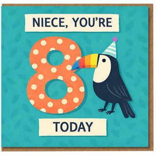 Niece 8th Birthday Card, Toucan Party Design