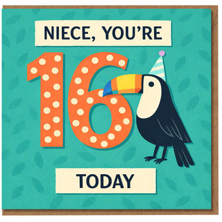 Niece 16th Birthday Card, You're 16 Today Toucan Card