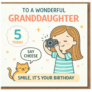5th Birthday Card for Granddaughter, Cute Smile It’s Your Birthday Card