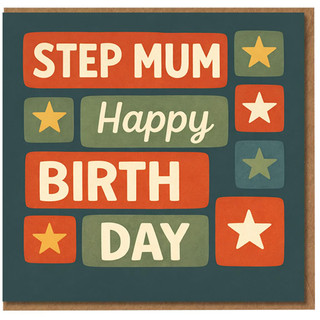 Step Mum Birthday Card, Happy Birthday Stars Design