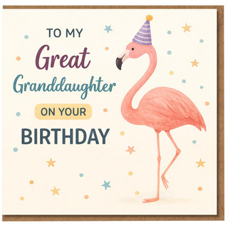 Great Granddaughter Birthday Card, Flamingo Party Hat Birthday Card