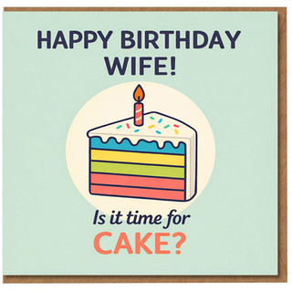 Wife Birthday Card, Happy Birthday Wife Cake Card
