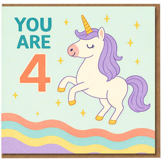 4th Birthday Card for Unicorn Lover
