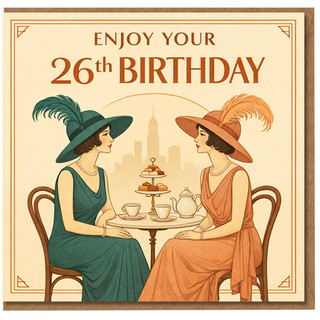 26th Birthday Card, Vintage 1920s Tea Party Design